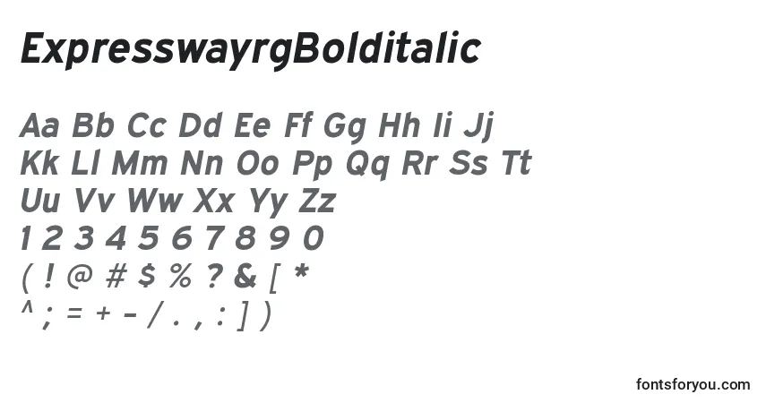 Шрифт ExpresswayrgBolditalic – алфавит, цифры, специальные символы