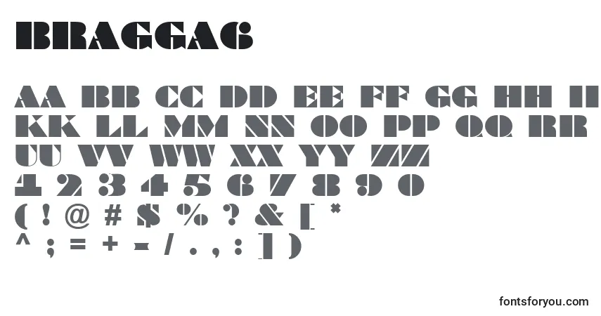 Czcionka Bragga6 – alfabet, cyfry, specjalne znaki