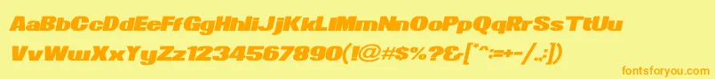 NewsOfTheWorldWideItalic Font – Orange Fonts on Yellow Background