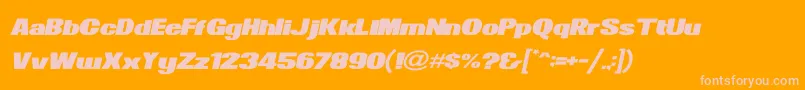 Fonte NewsOfTheWorldWideItalic – fontes rosa em um fundo laranja