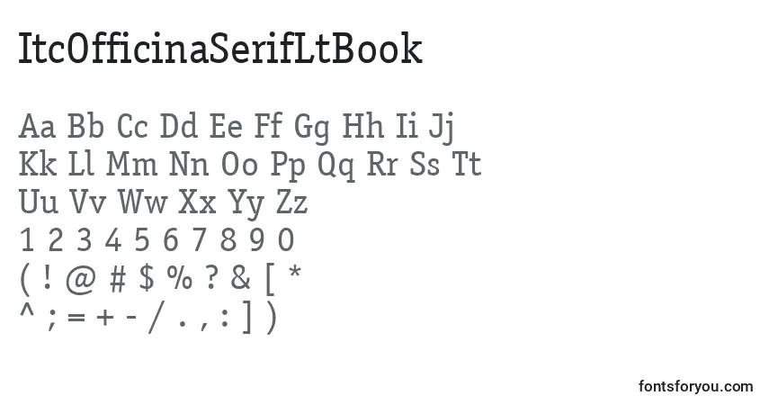 A fonte ItcOfficinaSerifLtBook – alfabeto, números, caracteres especiais