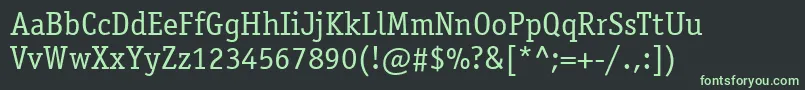 ItcOfficinaSerifLtBook-fontti – vihreät fontit mustalla taustalla