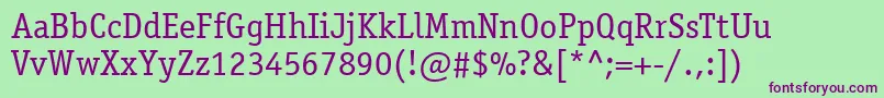 Шрифт ItcOfficinaSerifLtBook – фиолетовые шрифты на зелёном фоне