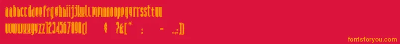 フォントAndirono – 赤い背景にオレンジの文字