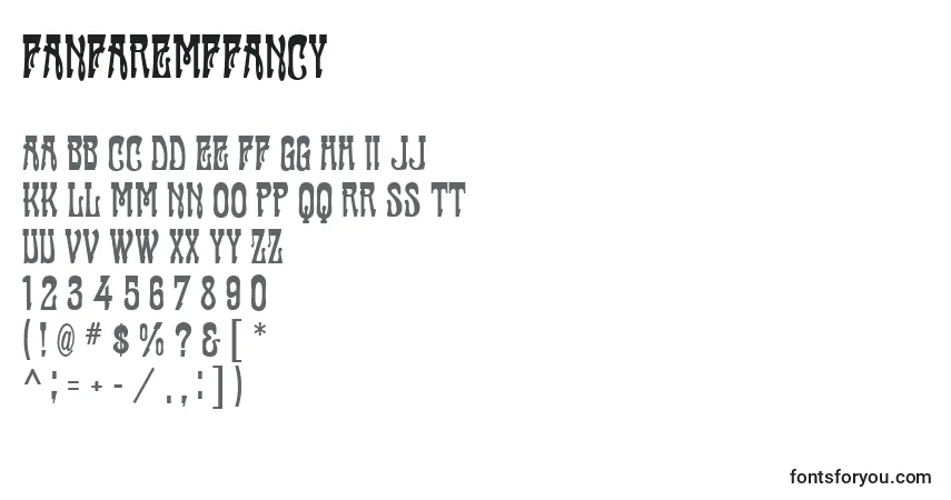 Шрифт FanfareMfFancy – алфавит, цифры, специальные символы