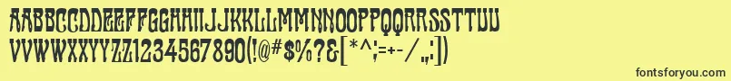 Weitere Informationen zur FanfareMfFancy-Schriftart FanfareMfFancy-Schriftart – Schwarze Schriften auf gelbem Hintergrund