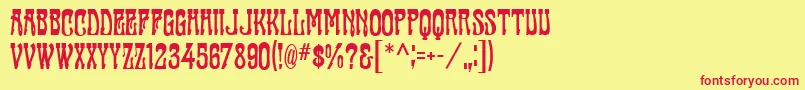Шрифт FanfareMfFancy – красные шрифты на жёлтом фоне