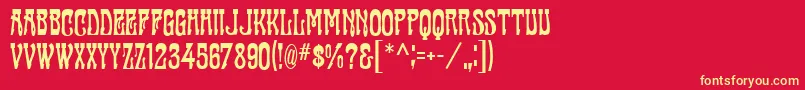 FanfareMfFancy Font – Yellow Fonts on Red Background