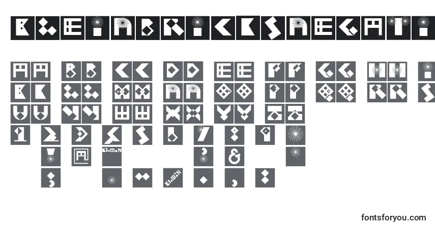 Schriftart Kleinbricksnegative – Alphabet, Zahlen, spezielle Symbole