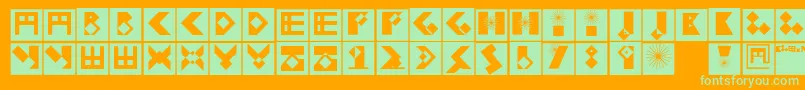 Kleinbricksnegative Font – Green Fonts on Orange Background