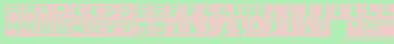 フォントKleinbricksnegative – 緑の背景にピンクのフォント