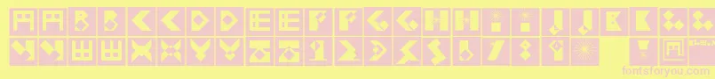 Kleinbricksnegative-fontti – vaaleanpunaiset fontit keltaisella taustalla