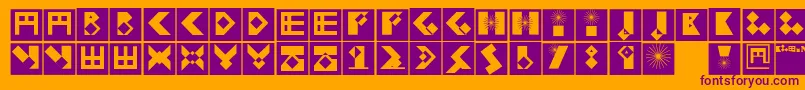 フォントKleinbricksnegative – オレンジの背景に紫のフォント