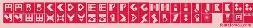 Kleinbricksnegative-Schriftart – Rote Schriften auf rosa Hintergrund