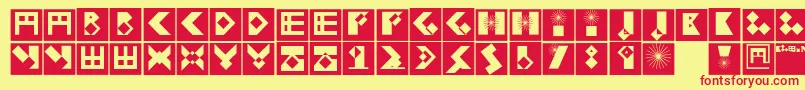 フォントKleinbricksnegative – 赤い文字の黄色い背景