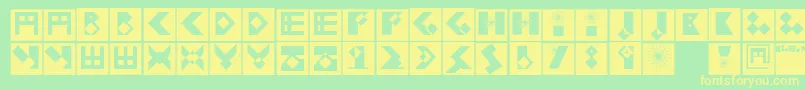 Kleinbricksnegative Font – Yellow Fonts on Green Background