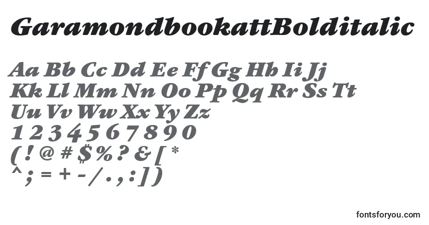 Czcionka GaramondbookattBolditalic – alfabet, cyfry, specjalne znaki