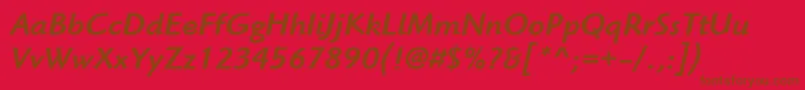 ItcHighlanderLtMediumItalicフォントについての詳細 フォントItcHighlanderLtMediumItalic – 赤い背景に茶色の文字