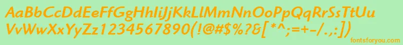 ItcHighlanderLtMediumItalic Font – Orange Fonts on Green Background