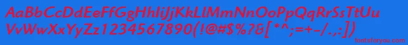 ItcHighlanderLtMediumItalic Font – Red Fonts on Blue Background