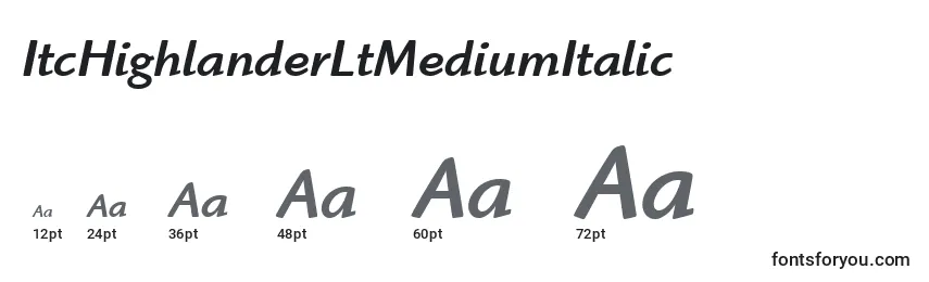 Größen der Schriftart ItcHighlanderLtMediumItalic