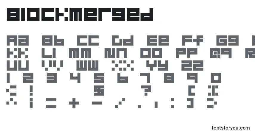 Fuente BlockMerged - alfabeto, números, caracteres especiales