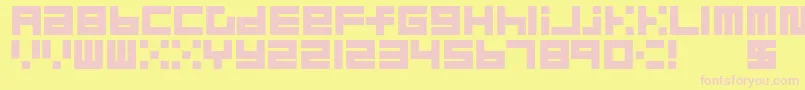 BlockMerged-fontti – vaaleanpunaiset fontit keltaisella taustalla