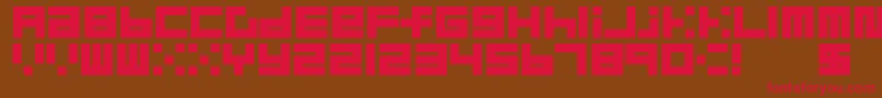 フォントBlockMerged – 赤い文字が茶色の背景にあります。