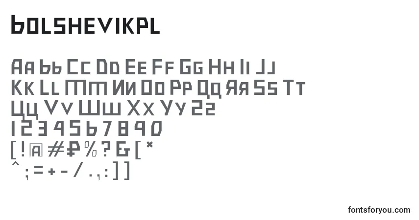 Шрифт Bolshevikpl – алфавит, цифры, специальные символы