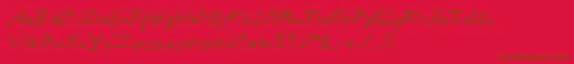 Sumibrush-Schriftart – Braune Schriften auf rotem Hintergrund