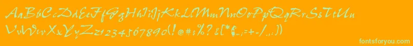 Sumibrush Font – Green Fonts on Orange Background