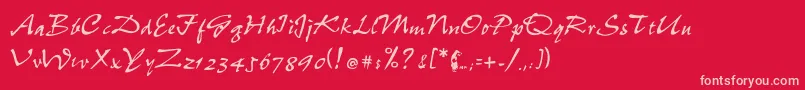 Sumibrush Font – Pink Fonts on Red Background