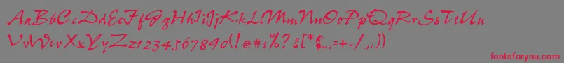 フォントSumibrush – 赤い文字の灰色の背景