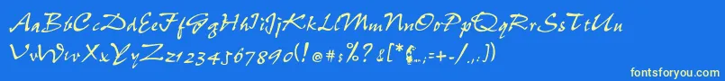 Sumibrush Font – Yellow Fonts on Blue Background