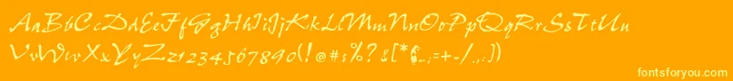 Sumibrush-Schriftart – Gelbe Schriften auf orangefarbenem Hintergrund
