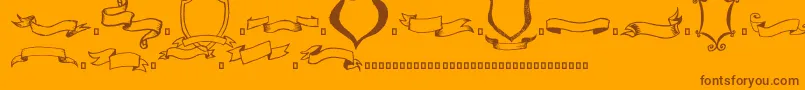 Weitere Informationen zur FramesnRiboons-Schriftart FramesnRiboons-Schriftart – Braune Schriften auf orangefarbenem Hintergrund