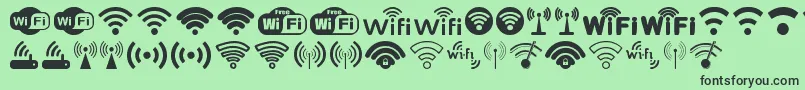 Fonte Wifi – fontes pretas em um fundo verde