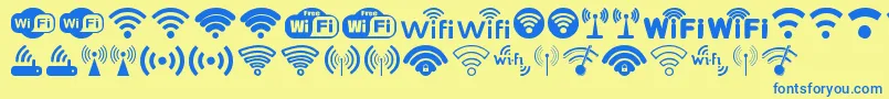 Wifi-Schriftart – Blaue Schriften auf gelbem Hintergrund