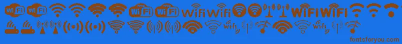 Wifi-Schriftart – Braune Schriften auf blauem Hintergrund