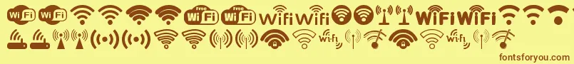 フォントWifi – 茶色の文字が黄色の背景にあります。