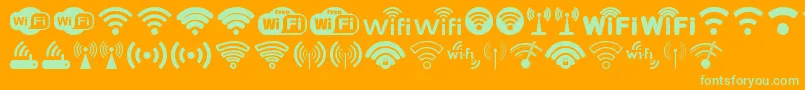 フォントWifi – オレンジの背景に緑のフォント