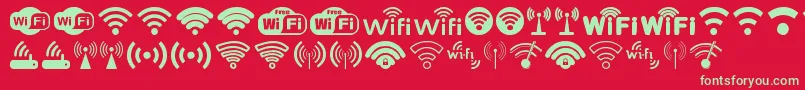 Czcionka Wifi – zielone czcionki na czerwonym tle
