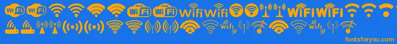 Wifi-Schriftart – Orangefarbene Schriften auf blauem Hintergrund