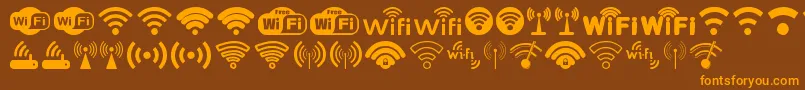 フォントWifi – オレンジ色の文字が茶色の背景にあります。