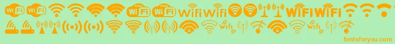 Fonte Wifi – fontes laranjas em um fundo verde