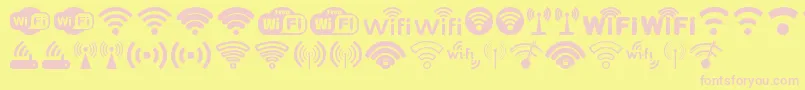 Fonte Wifi – fontes rosa em um fundo amarelo