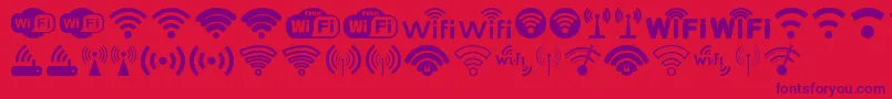 Wifi-Schriftart – Violette Schriften auf rotem Hintergrund