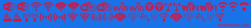 Wifi-Schriftart – Rote Schriften auf blauem Hintergrund
