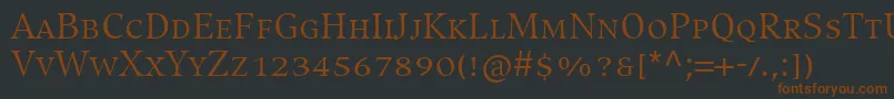 Czcionka CompatilExquisitLtComRegularSmallCaps – brązowe czcionki na czarnym tle