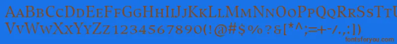 Czcionka CompatilExquisitLtComRegularSmallCaps – brązowe czcionki na niebieskim tle
